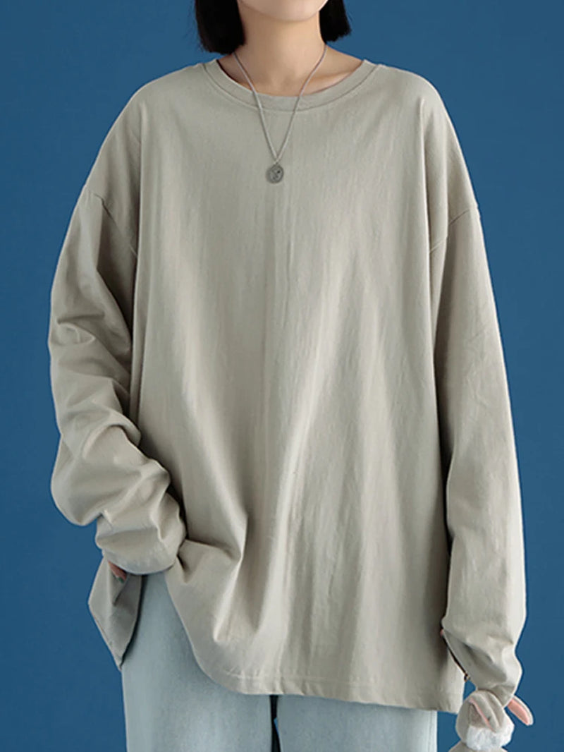 2024 Autumn Long Sleeve T-Shirt Women Basic Tee Shirt Oversize T Shirt Women Casual O-Neck Women Tshirt